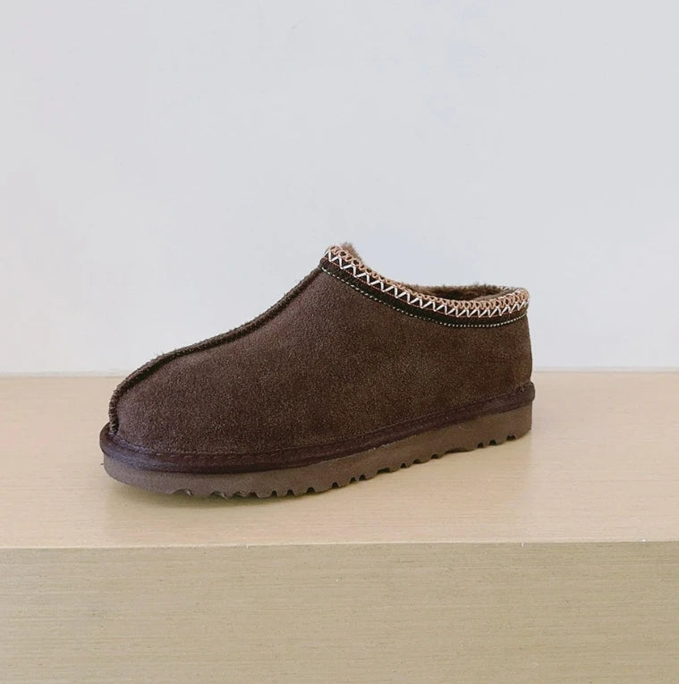 Lou - Suede Fur Slipper - Coffee
