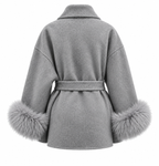 Kaya - Faux Fur Cuff Wrap Coat