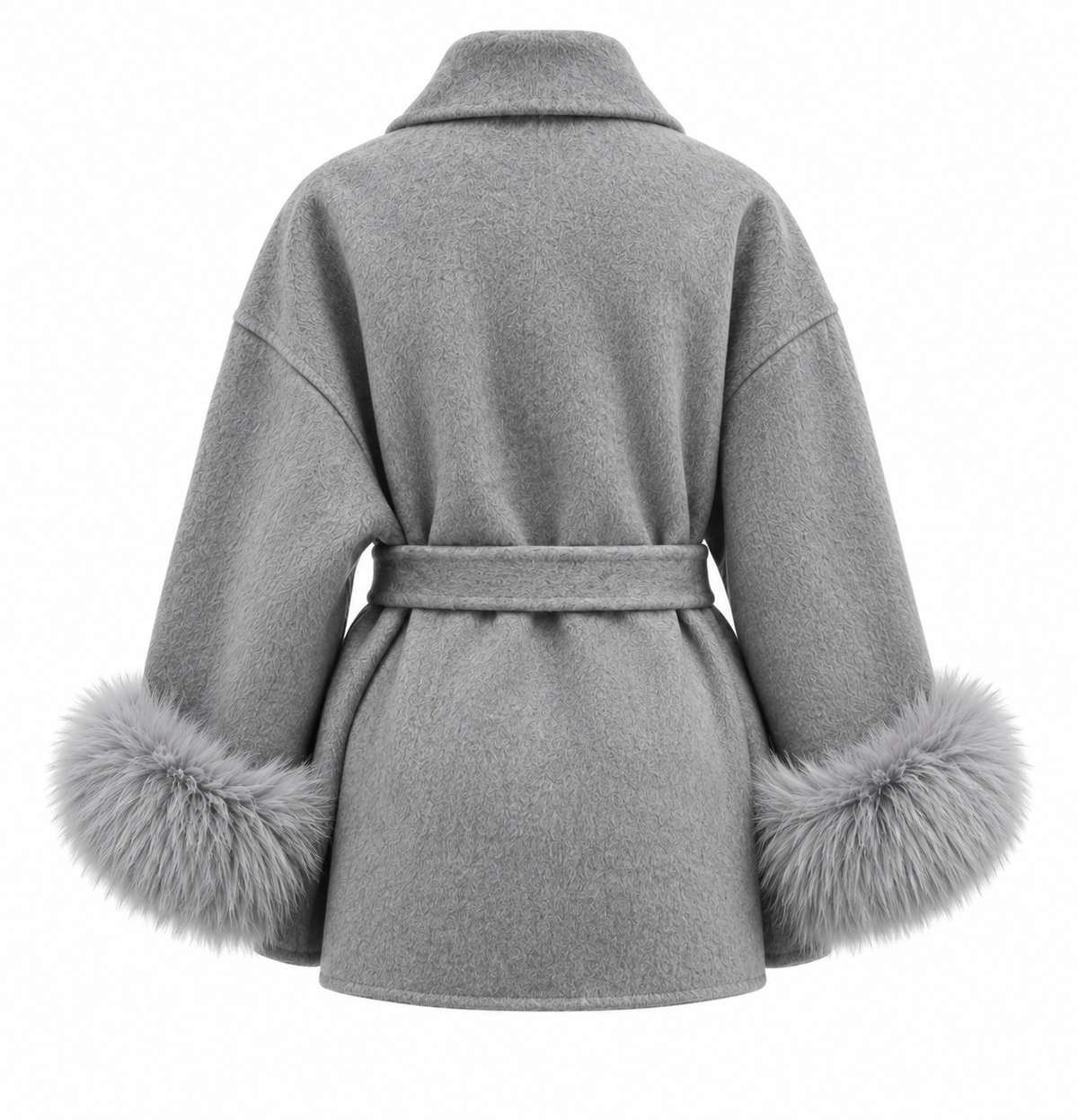 Kaya - Faux Fur Cuff Wrap Coat