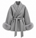 Kaya - Faux Fur Cuff Wrap Coat