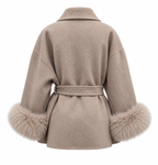 Kaya - Faux Fur Cuff Wrap Coat